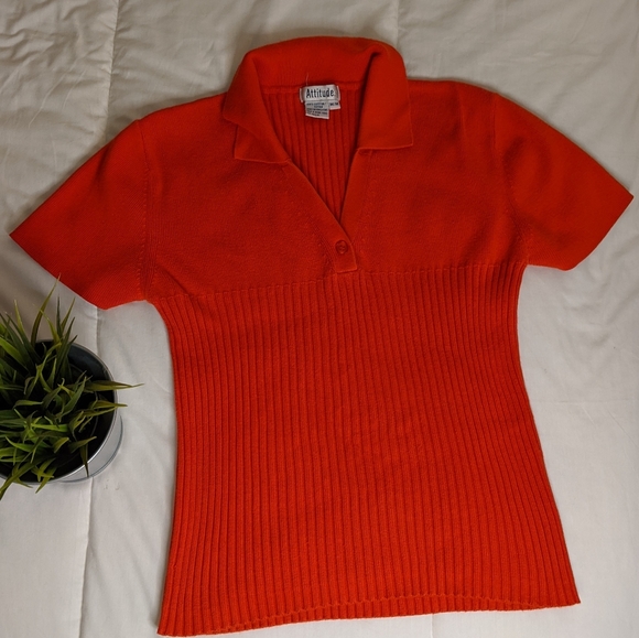 Vintage Orange Collared Top - Picture 4 of 4